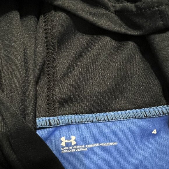 Under Armour Sz 4 Blue & Black Hooded Shirt Pullover - Picture 7 of 7